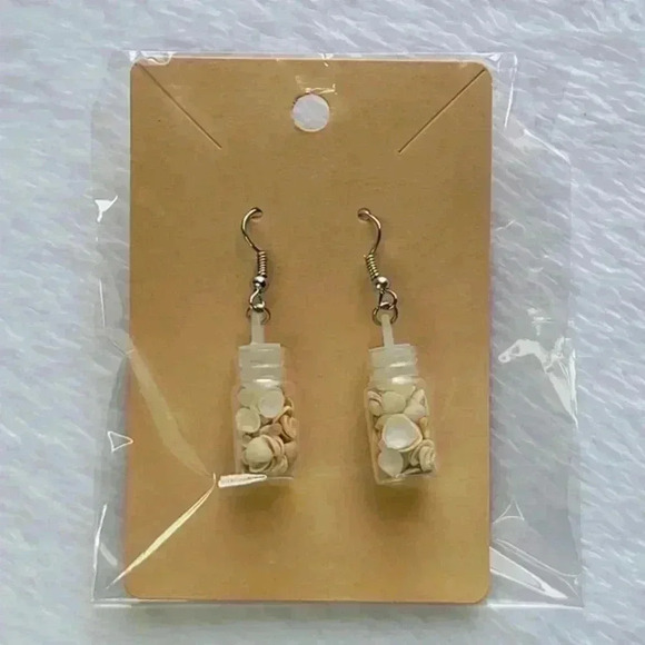Tiny Bitty Seashell Earrings In A Glass Jar - Picture 5 of 5